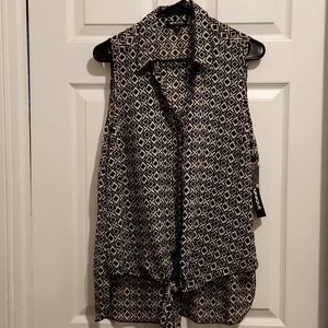 Unique Spectrum Sleeveless Tye-Up Blouse New With Tags
